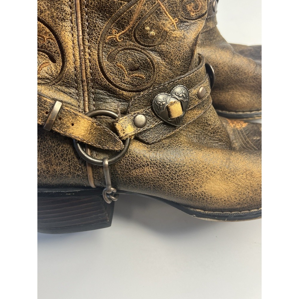 Durango Crush Heart Concho Western Cowgirl Rodeo Country Boots Women 9M Distress - Picture 11 of 14